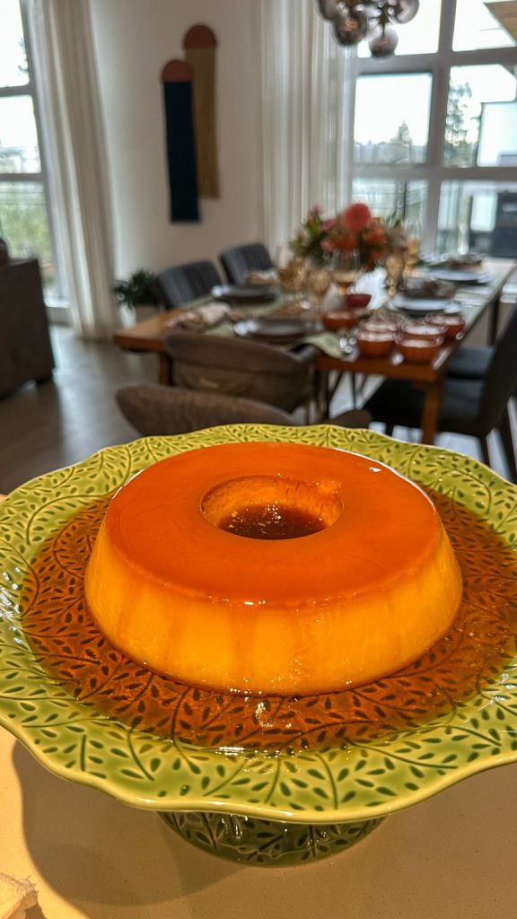 Pudim Família: whole Brazilian condensed-milk flan with caramel sauce, family size
