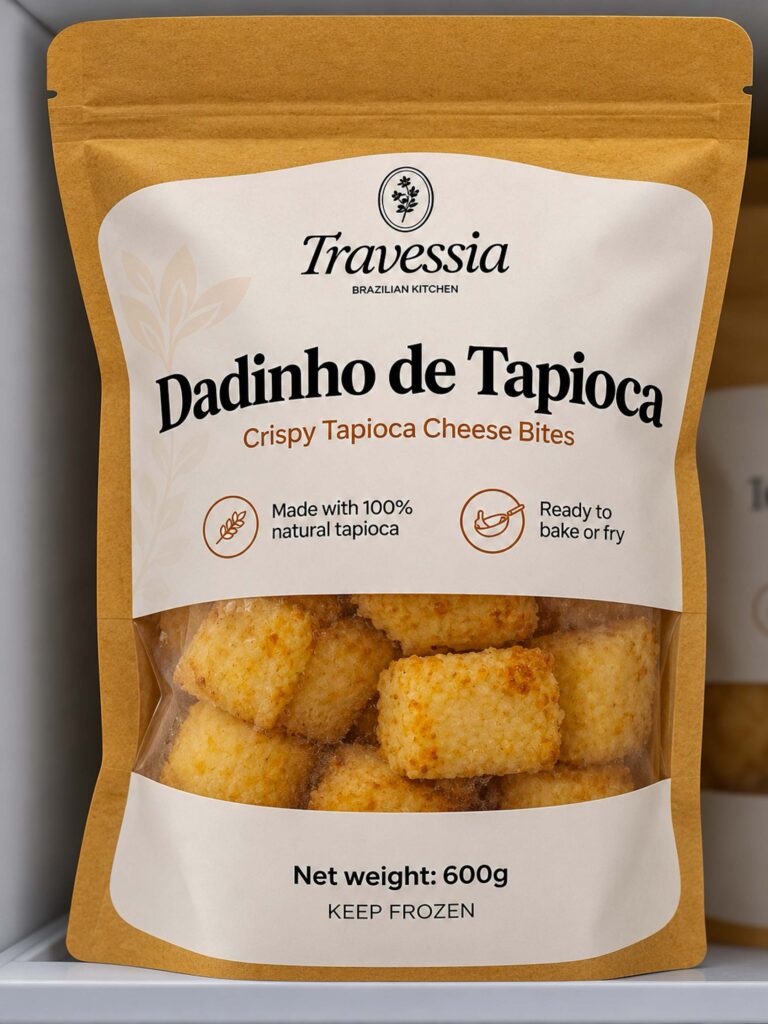 Pre-fried Brazilian tapioca and coalho cheese bites (dadinhos de tapioca)